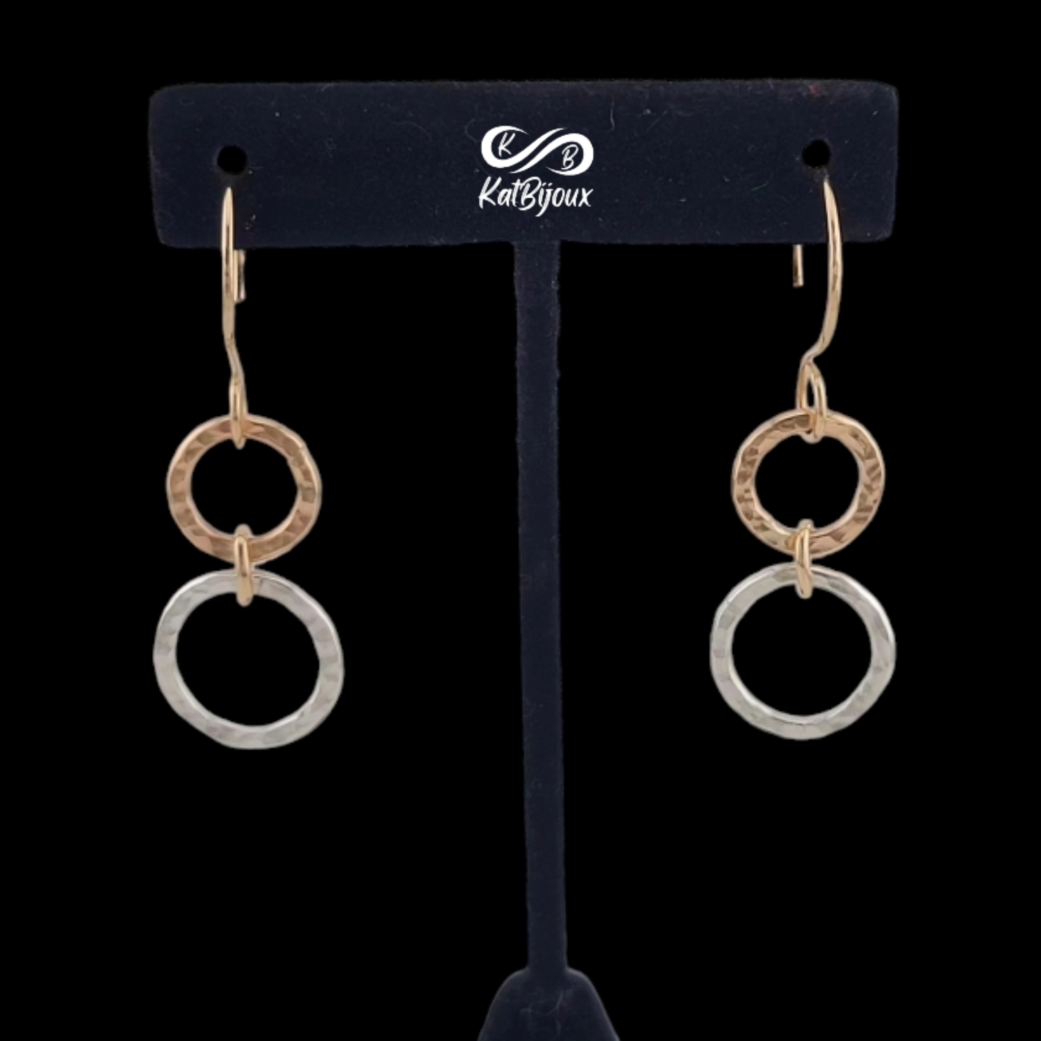 Gold and silver double circle earrings