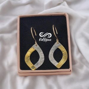 Silver and gold organic tear earrings