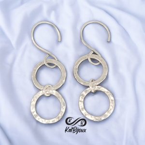 Argentium silver double circle earrings